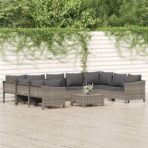 Non Communiqué Gris Salon De Jardin Modulable Vidaxl Resine Tressee 10 Pieces X 63 X 55.5 10 Personnes