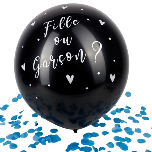 ballon géant noir gender reveal party gars 60 cm - Coloris : Bleu - 79210