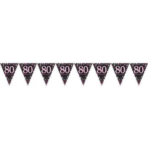 Amscan ligne drapeau 80 ans noir/rose 396 cm