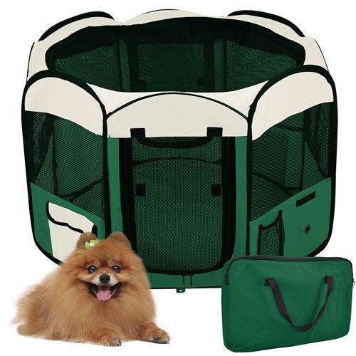 Hawoola Parc à Chiots de Octogonal en Polyester couvert Pliable pour Petits Animaux- vert