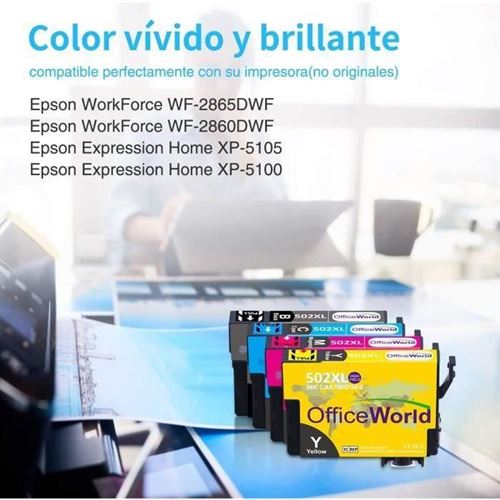 2 Jeux Cartouche Epson 502 XL pour Epson Expression Home XP-5100 XP-5105,  Epson WorkForce WF-2860 WF-2865