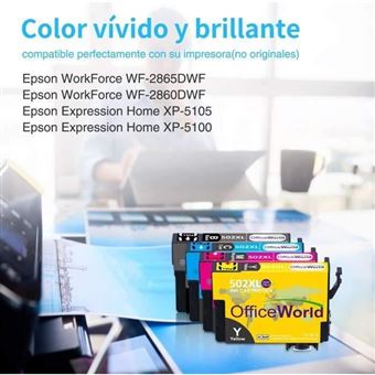 Cartouches encre epson 502 502 XL Compatible Epson Workforce WF-2860,  WF-2865 Expression Home XP5100, XP5105 - Cdiscount Informatique