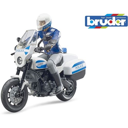 Bruder Figurine Bworld : Poste de police avec moto pas cher 