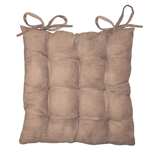 Assise matelassee 40 x 40 cm suede uni suedine Sable