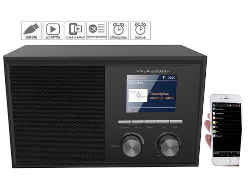 Radio Internet connectée 6 W avec écran couleur et fonction réveil IRS-250