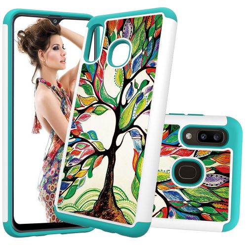 Coque en TPU Impression de motifs antichoc hybride détachable 2 en 1 arbre pour votre Samsung Galaxy A20/Galaxy A30
