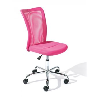 CLIDE - Chaise de Bureau Enfant Tissu Rose et Pieds Chromés - Altobuy - 1