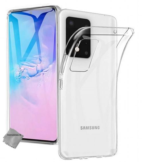 Coque silicone gel fine pour Samsung Galaxy S20 Ultra avec verre trempe - TPU TRANSPARENT