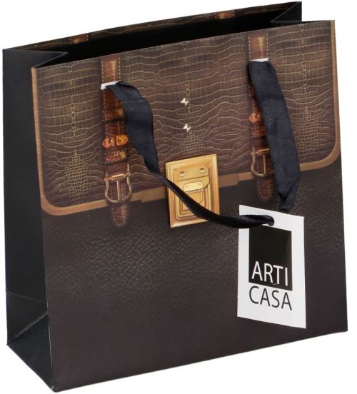 Arti Casa sac cadeau 20x8x20 cm papier noir/brun