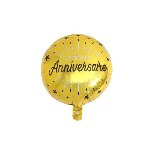 ballon aluminium rond joyeux anniversaire ø45cm or - Coloris : Jaune000665000000003