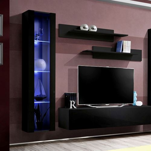 127 Sur Meuble Tv Mural Design Fly Ii 260cm Noir Achat Prix
