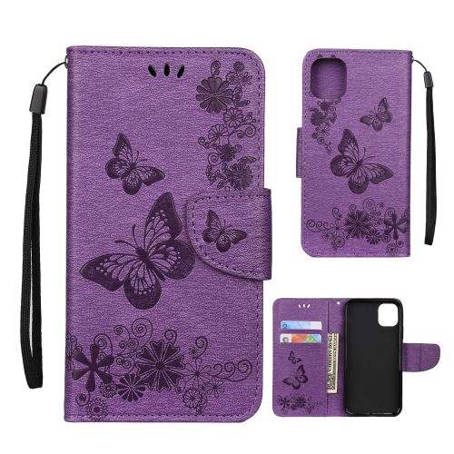 Etui en PU fleur de papillon violet pour votre Apple iPhone XR (2019) 6.1 pouces