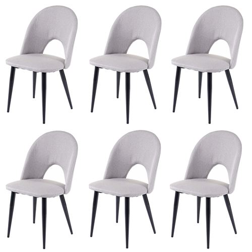 6x chaise de salle à manger MENDLER HWC-D73, fauteuil, tissu gris