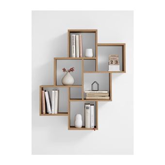 Laurio 2 Etagere Murale 6 Compartiments 81 5 X 94 5 X 16 Cm Panneau Melamine Decor Chene Antique Achat Prix Fnac