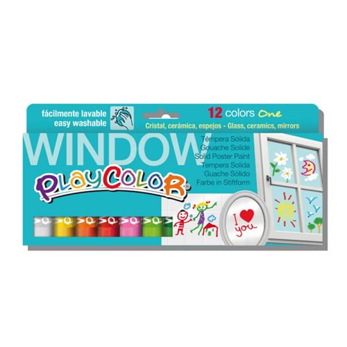 Sticks de Peinture Gouache Solide 10g pour Fenêtre, Céramique ou Miroir - 12 Couleurs Assorties - Window One - Playcolor - 02011