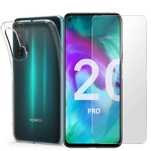 Coque transparente pour Honor 20 PRO avec Protection d'écran en Verre Trempé