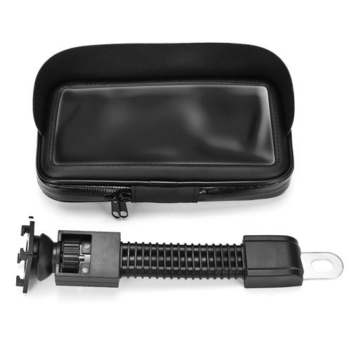 Support Moto Pour Smartphone Fixation rétroviseur Etui étanche zippé - Noir