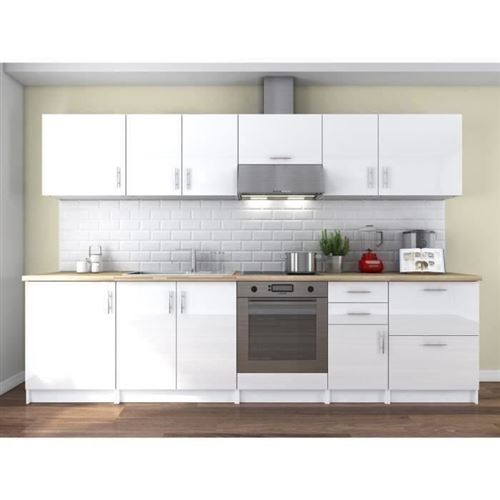 OBI Cuisine complete L 300 cm - Blanc laque brillant