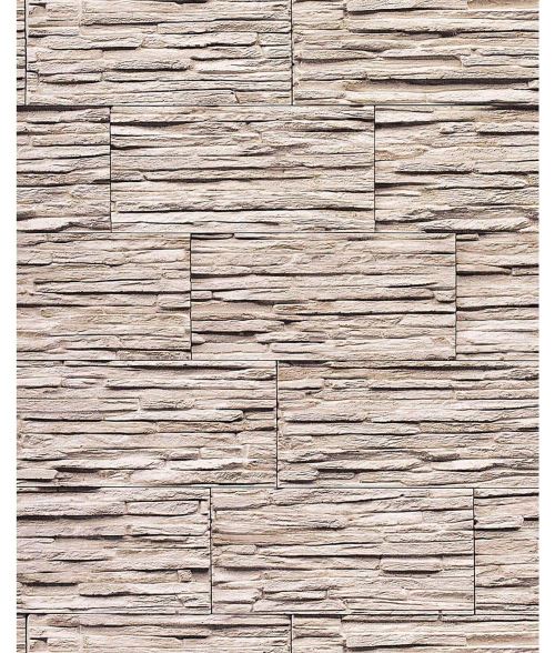Papier peint quartzite ardoise en relief 1003-36 vinyle très résistant aspect pierre beige clair rougeâtre | 5,33m2