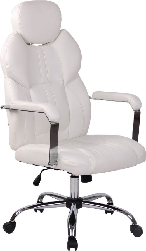 Fauteuil de Bureau Almelo en Similicuir - Chaise de Bureau avec Roulettes Accoudoirs - Réglable en hauteur Pivotante - Couleur d'assise Blanc