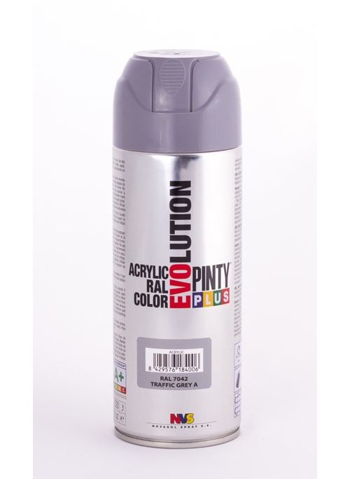 Peinture spray acrylic brillant 400ml gris trafic ral 7042 - pinty plus