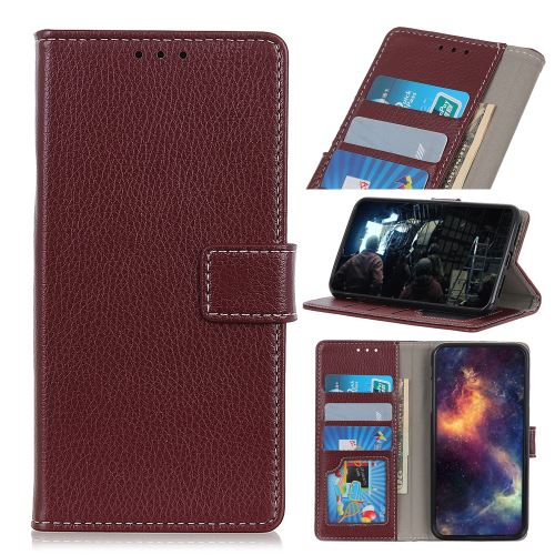 Etui en PU avec support marron pour votre Samsung Galaxy M30