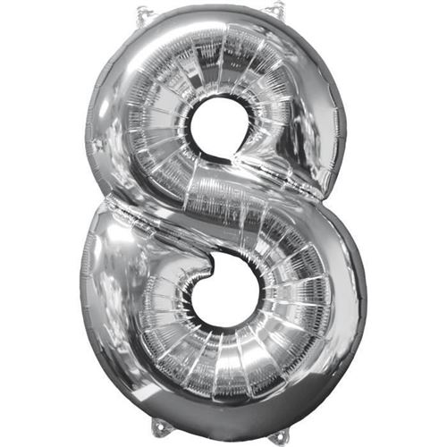 AMSCAN Ballon chiffre 8 - 51 x 66 cm - Argent