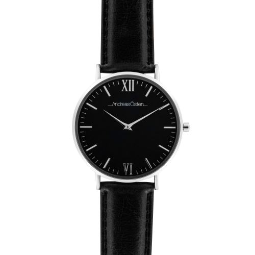 Montre Homme Andreas Osten Cadran 40mm En Acier Noir Et Bracelet Noir En Cuir AO-89