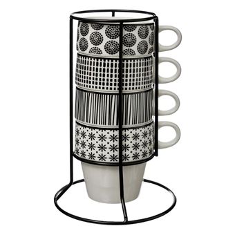 Secret de Gourmet - Lot de 4 Mugs sur Rack "Bohemia" 26cl Blanc - 1