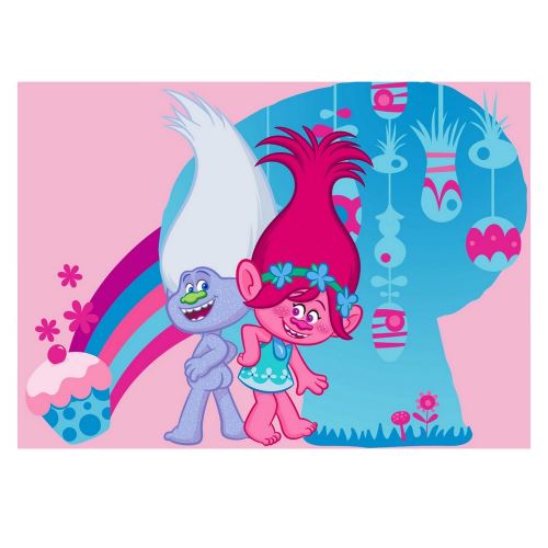 Tapis enfant Les Trolls 133 x 95 cm Disney Cupcake Poppy
