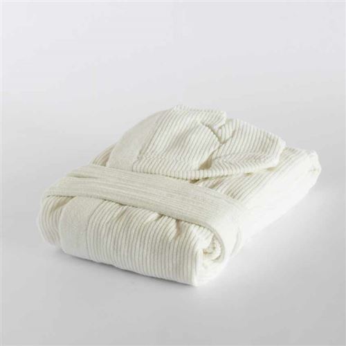 Peignoir Jacquard Svad Dondi Côtelé avec Capuche poches Unisexe, Taille: XL, Couleur: Blanc - Argent