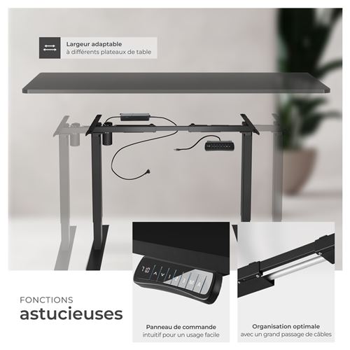Tectake Bureau Assis Debout Pietement 3 Fonctions 1 Moteur Noir Achat Prix Fnac