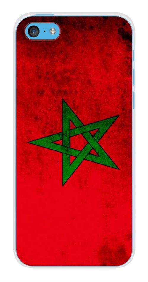 Coque en silicone imprimée compatible Apple iPhone 5C Drapeau Maroc