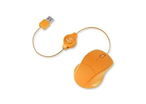 Souris optique filaire USB Retrak rétractable - Orange