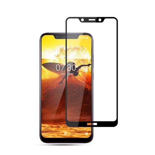 Protecteur écran en verre trempé sérigraphie arc de cercle pleine couverture noir pour votre Nokia 7.1 Plus/X7