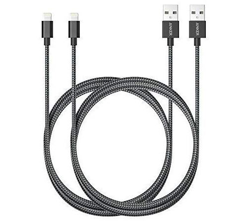 Lot de 2 câbles de Chargement Lightning en Nylon 1,8 m Gris