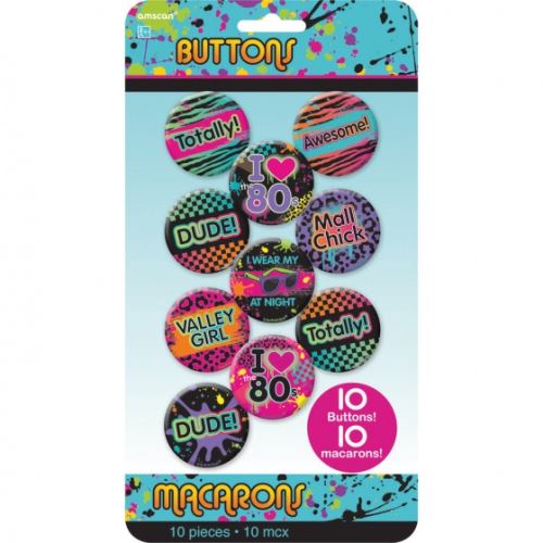 Amscan boutons 80's 4 cm 10 pièces
