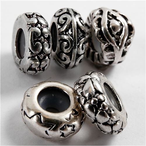 Creotime perles avec bouchon en silicone 10 mm 10 pièces argentées