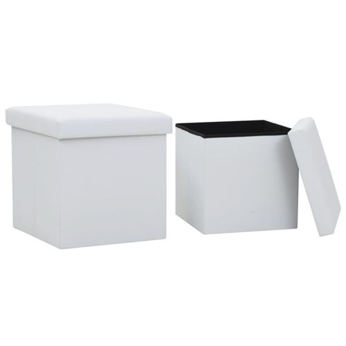vidaXL Hocker mit Stauraum 2 Stk. Weiß Kunstleder