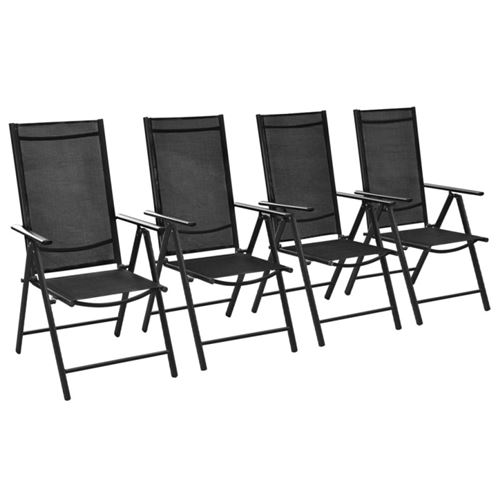 Vidaxl Noir Chaises Pliables De Jardin Lot De 4 Aluminium Et Textilène - Image 1