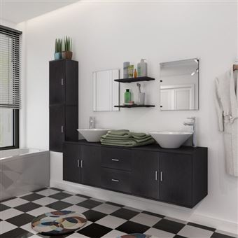 Meuble De Salle De Bain Complète Avec Lavabo Et Robinet - Dimensions 150x45x45 Cm, Couleur Beige, Aggloméré Et Céramique