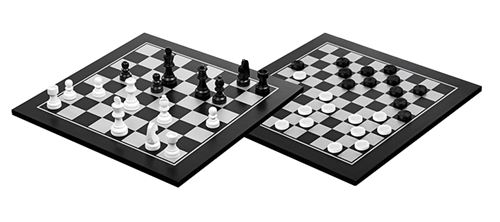 Jeu d'échecs/dames philos en bois (40x40cm)