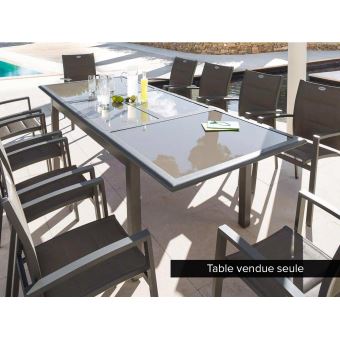 Table Extensible Rectangulaire Azua Verre 6 10 Places Taupe