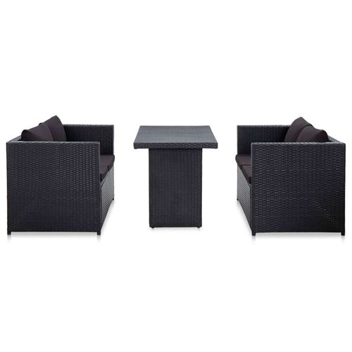 Vidaxl salon de jardin 3 pcs avec coussins r&eacute;sine tress&eacute;e noir 46397