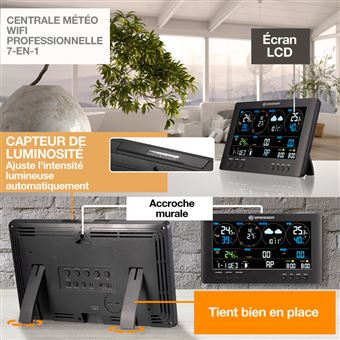 Centrale météo Bresser Wi-Fi ClearView avec capteur 7 en 1 7002586 Noir