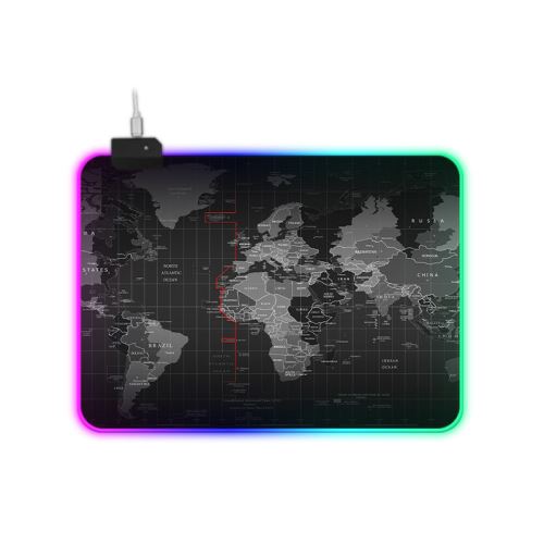 Tapis de souris en caoutchouc RGB illuminé, 350x250mm - Noir
