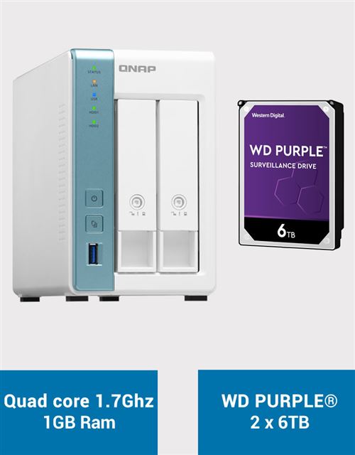 QNAP TS-231K Serveur NAS WD PURPLE 12To (2x6To)