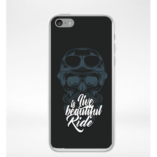 Coque Life Is Beautiful Ride Tete Entiere Fond Noir Compatible Iphone 5c Transparent