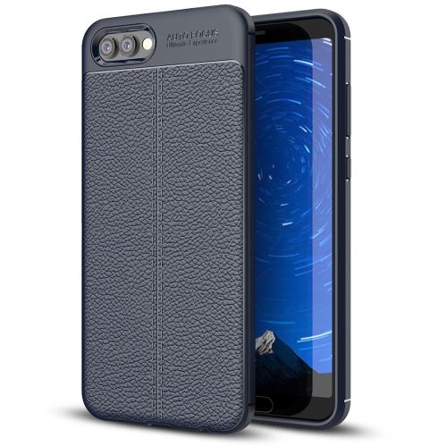 Huawei Honor View 10 Coque Protection TPU Texture Litchi bleu foncé ALS53311