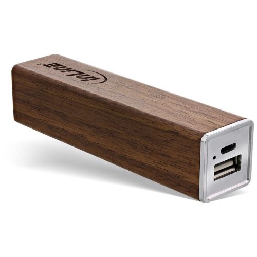 InLine® USB PowerBank 3.000mAh «woodpower edge» avec écran à LED en bois de noyer véritable